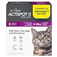 Actispot II Flea Treatment for Small and Medium Cats 5-9 lbs | 6 Doses | Powerful Prevention and Control, Clear
