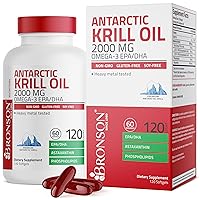 Antarctic Krill Oil 2000 mg with Omega-3s EPA, DHA, Astaxanthin and Phospholipids 120 Softgels (60 Servings)