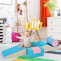 Soft Climbing Toys for Toddlers, 6 in 1 Colorful Indoor Climb and Crawl Activity Playset,Soft Foam Indoor Active Playset for Stacking Crawling and Sliding at Home