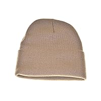 Nayt Long Solid Plain Cuffed Beanie Knit Hat