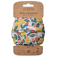 Strawberry Lemonade Headband for Women - Wide - Fabric Headband and Stretchy Hair Scarf - Yellow and Green