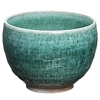 Koyo Pottery 21432 Rice Bowl, Green, Diameter 3.6 x Height 2.9 inches (9.2 x 7.3 cm), Potted Wheel, Green Loose Bowl