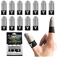 Improved Version-Visible Pure Silver Fiber&Carbon Fiber Professional Model Gaming Finger Sleeves,No Rubber Band,Maximum Touch Response,Comfortable fit, Anti-Sweat,Fit All Touchscreen Devices-12 Pack