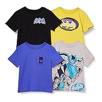 Amazon Essentials DC Boys and Toddlers' Short-Sleeve T-Shirts, Pack of 4