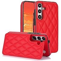XYX for Samsung Galaxy S24 Plus 5G Wallet Case with Card Holder, RFID Blocking PU Leather Double Magnetic Clasp Back Flip Protective Shockproof Cover 6.7 inch, Red
