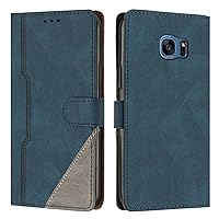 with Wrist Strap Flip Case Wallet Case for Samsung Galaxy S7 Premium PU Leather Magnetic Handbag Zipper Pocket Card Slots Blue