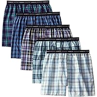 Hanes Red Label Men's Woven Exposed Waistband Boxers (Fashion Plaid, XX-Large 44