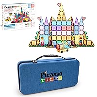 PicassoTiles 120PC Magnetic Diamond Tiles + Carry Case Bundle: STEM Educational Playset for Kids Includes Travel Storage Organizer - Fun Learning Construction Toy, Creative Design, Sensory Development