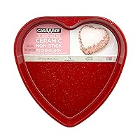 casaWare Ceramic Coated NonStick 11-Inch (10-Cup) Heart Pan Red Granite