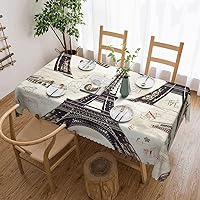 Rectangle Tablecloth Table Cloth for Kitchen French Paris Tour Eiffel Tower Dinning Table Cloths Waterproof Wrinkle Free Dinning Table Cover Decoration Tabletop Cloth for Outdoor Indoor