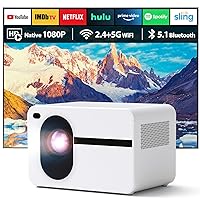 Projector with Wifi and Bluetooth, Native 1080P 12000L Outdoor Portable Video Movie Wifi Projector Home Theater, Projector Compatible with iOS/Android PC/TV Stick/HDMI/USB/AV