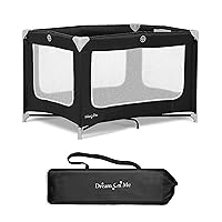 Zoom Portable Playard in Black, Lightweight, Packable and Easy Setup Baby Playard, Breathable Mesh Sides and Soft Fabric - Comes with a Removable Padded Mat