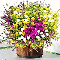 20 PCS Artificial Flowers for Outdoors, Artificial Plants Outdoor Fake Flowers UV Resistant, Outdoor Fake Plants Plastic Faux Flowers for Porch Window Box Garden (Mixed Color)
