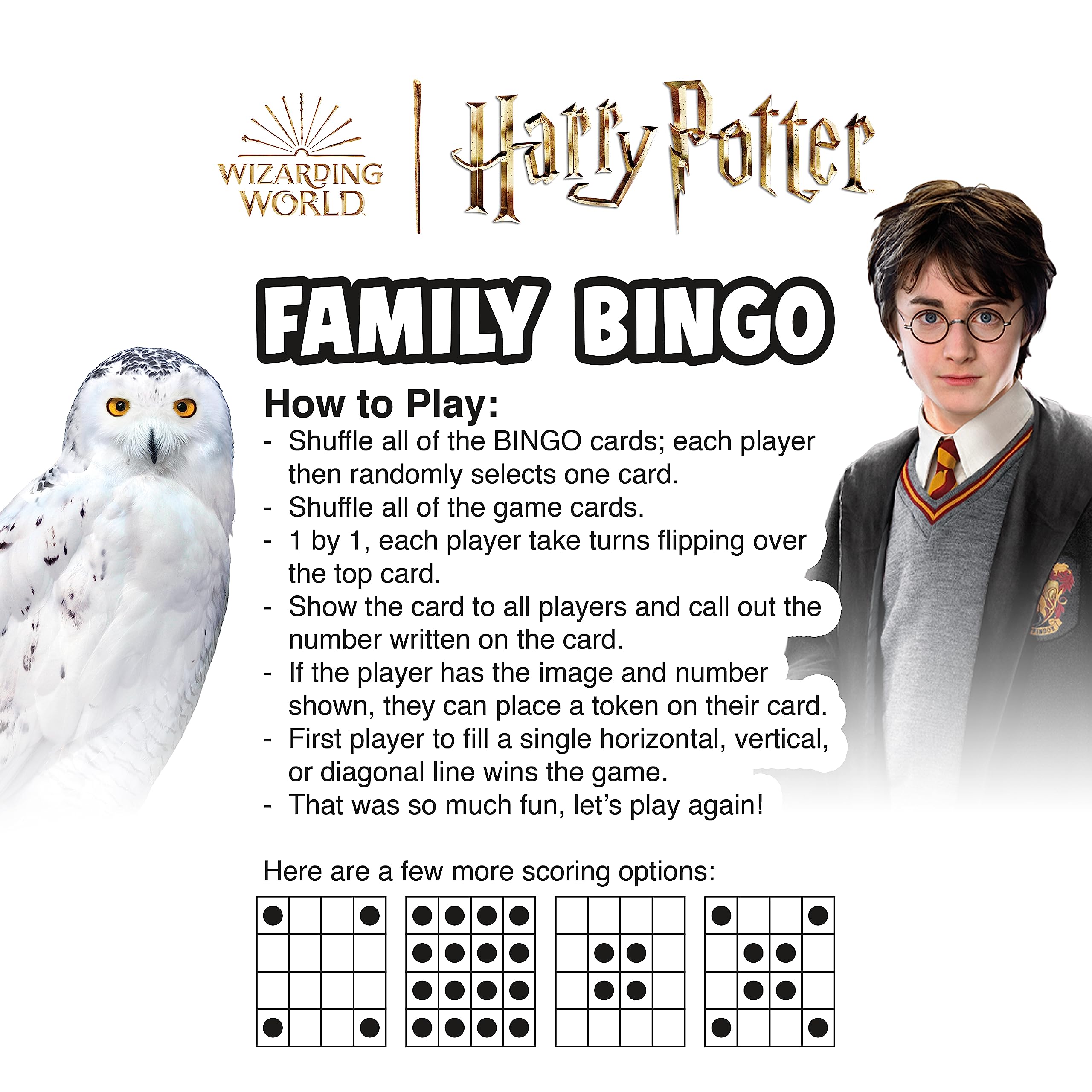 AQUARIUS Harry Potter Family Bingo Game - Fun Family Party Game for Kids, Teens & Adults - Entertaining Game Night Gift - Officially Licensed Harry Potter Merchandise