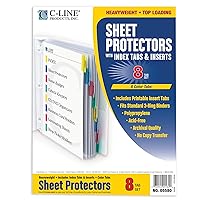 C-Line Polypropylene Sheet Protector with Index Tabs, Assorted Color Tabs, 11 x 8.5 Inches, One 8-Tab Set (05580)