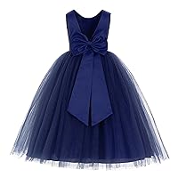 ekidsbridal V-Back Satin Tulle Flower Girl Dresses for Toddlers Holy Baptism Gown 219