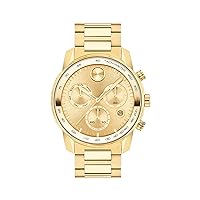Movado Men's Bold Verso Swiss Quartz Watch with Stainless Steel Link Bracelet, Gold Plated