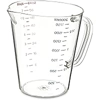 Carlisle FoodService Products 4314407 Commercial Plastic Measuring Cup, 1/2 Gallon, Clear (Pack of 6)