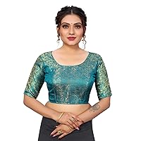 Women's Brocade Stitched(Padded) Jacquard Half Sleeve Blouse (Blouse With 3 Inch Size Margin.)