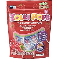 Zollipops The Clean Teeth Pops, Anti Cavity Lollipops, RASPBERRY (3.1 oz), Assorted, (3322)
