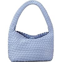 Woven Bag for Women, Small Vegan Leather Summer Beach Purse, and Travel Handbags Ladies' Retro Chic Shoulder Bags