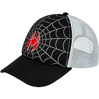 Marvel Spider-Man Baseball Cap, Miles Morales Logo Adjustable Snapback Hat with Curved Brim, Black, One Size