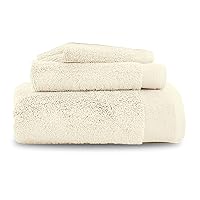 California Design Den Luxury 100% Cotton Bath Towels, 3-Piece Set, Soft & Fluffy, Quick Dry, Highly Absorbent, Hotel Quality Towel Set - 1 Bath Towel, 1 Hand Towel, 1 Wash Cloth (Ivory)