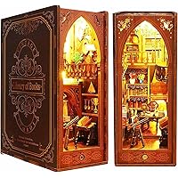 Book Nook Kit, 3D Wooden Miniature Miniature Dollhouse kit Crafts for Adults, Tiny House Kit to Live in with LED Lights