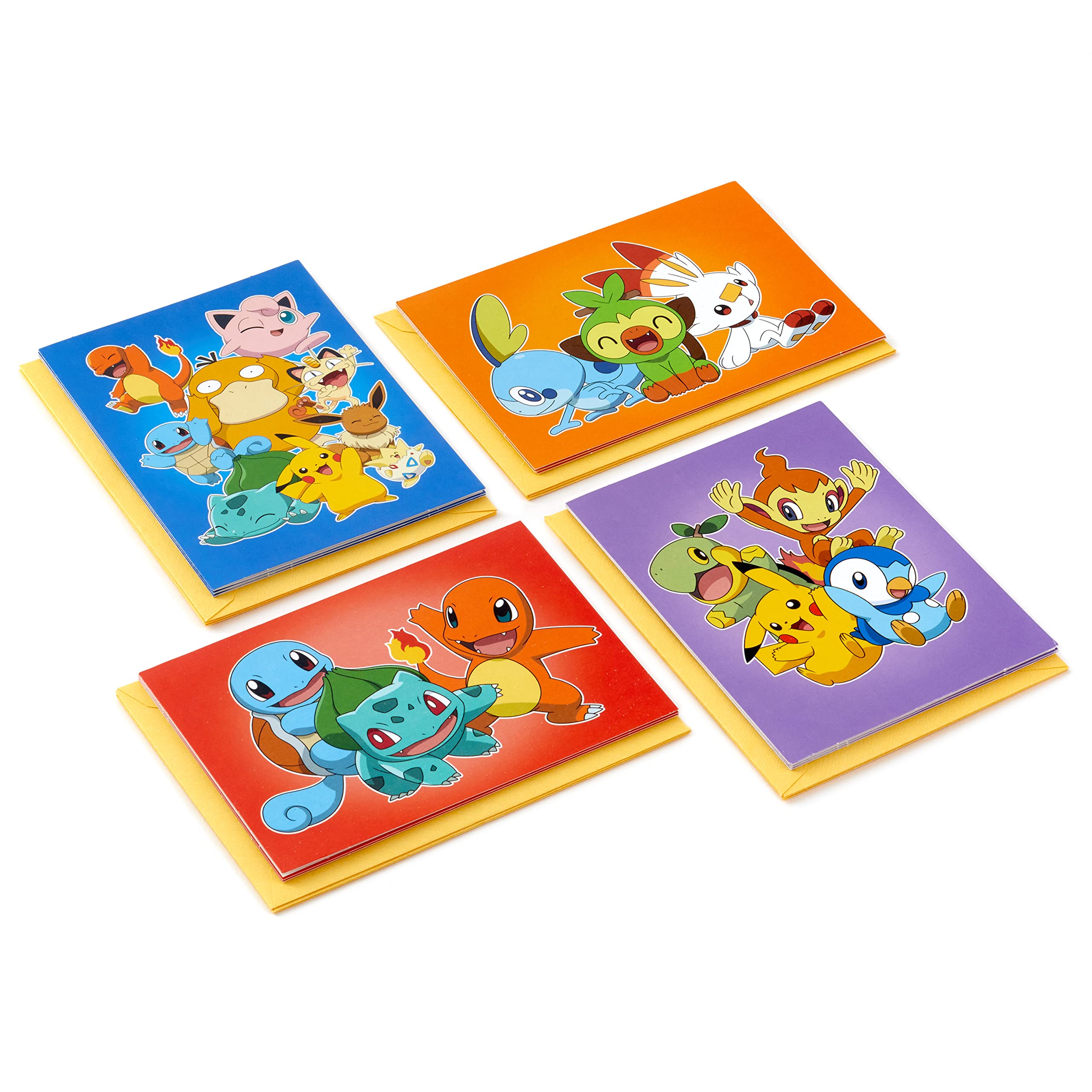 Hallmark Kids Pokémon All Occasion Cards Assortment, 12 Blank Cards with Envelopes (Pikachu, Bulbasaur, Charmander, Squirtle)