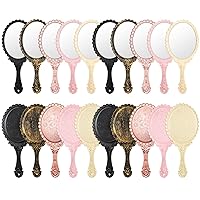 20 Pcs Vintage Handheld Mirrors Portable Hand Mirror Vintage Embossed Flower Retro Hand Held Mirror with Handle Compact Makeup Mirror for Women Girl Face Makeup Travel (Multicolor)