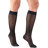 Truform Sheer Compression Stockings, 15-20 mmHg, Women's Knee High Length, 20 Denier, Charcoal, 2X-Large