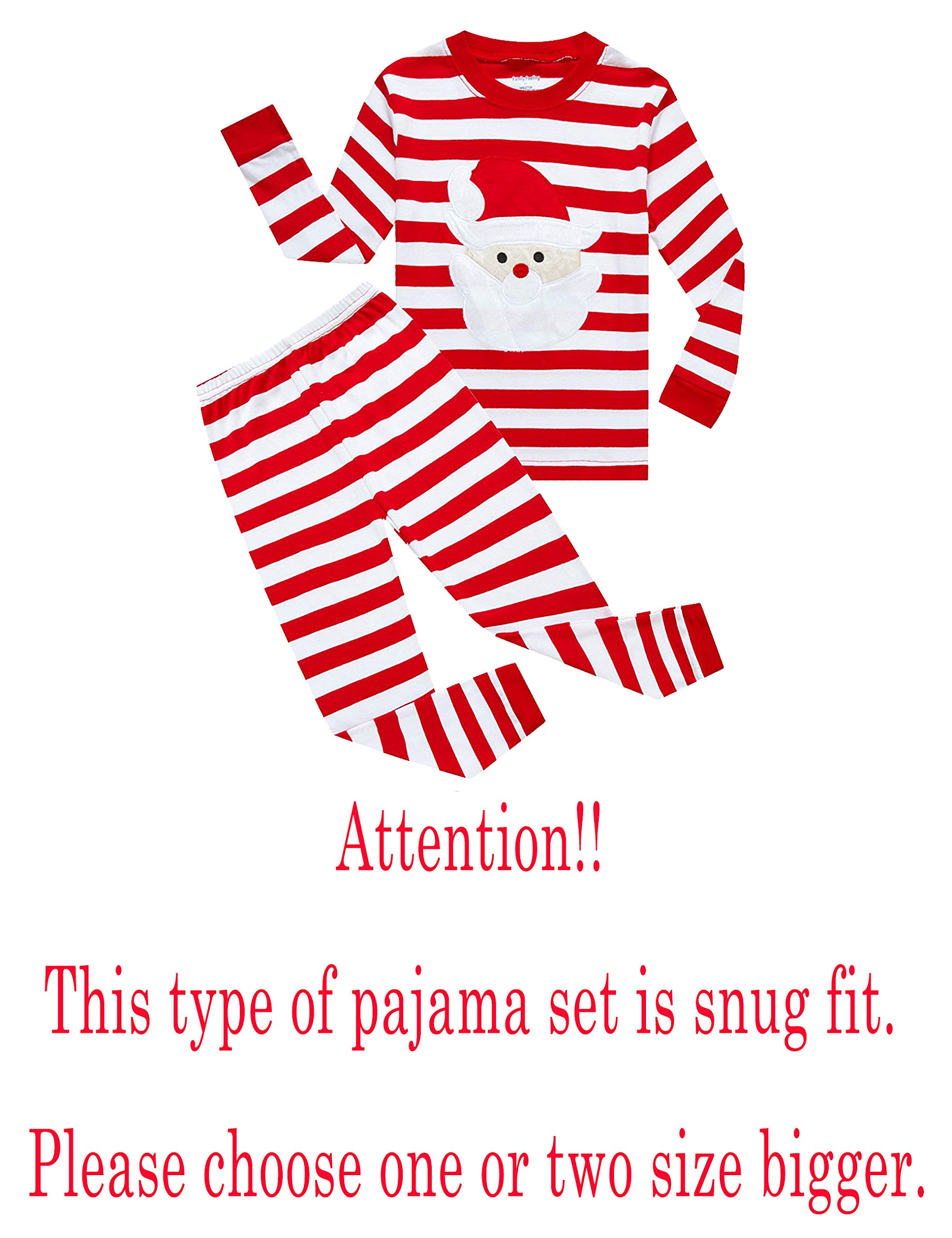 Family Feeling Striped Boys Girls 2 Piece Christmas Pajamas Set 100% Cotton Pjs
