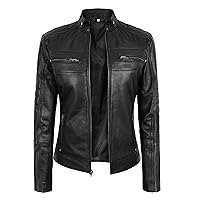 Women's Rose Gold Brando Leather Jacket - Ladies Motorcycle Studded Black Biker Jacket