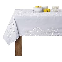 Violet Linen Sapphire Embroidered Design Tablecloth Size: 60