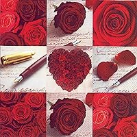 Ideal Home Range 20-Count 3-Ply Paper Lunch Napkins, Roses of Love