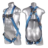 UFH10101P Kapture Essential 3-Point Full Body Safety Harness Fall Protection with Dorsal D-Ring and Mating Buckle Legs, ANSI Compliant, L-XL, Blue/Black