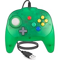 LUXMO PREMIUM Wired USB Controller for N64 Games, Classic USB Gamepads Joystick for Windows PC MAC Raspberry Pi3 (Green)