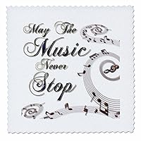 3dRose May The Music Never Stop with Musical Notes - Quilt Square, 12 by 12-Inch (qs_213981_4)