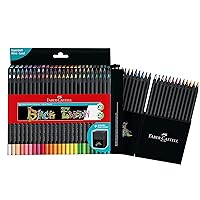 Faber-Castell Black Edition Colored Pencils - 50 Count, Black Wood and Super Soft Core Lead, Art Colored Pencils for Adult Coloring, Teens, Kids and Beginners