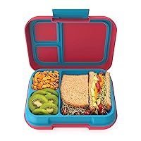 Bentgo® Pop - Bento-Style Lunch Box for Kids 8+ and Teens Holds 5 Cups of Food with Removable Divider 3-4 Compartments Leak-Proof, Microwave/Dishwasher Safe, BPA-Free (Flame Red/Turquoise)