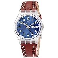 Swatch Men's Analogue Quartz Watch with Leather Strap GE709