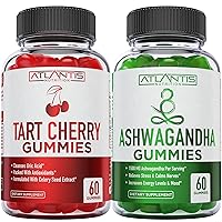 60 Ashwagandha Gummies + 60 Tart Cherry Gummies -Ashwagandha Boosts Energy Levels & Strengthens Immune System - Tart Cherry Has Advanced Uric Acid Cleanse for Immediate Gout Pain Reli