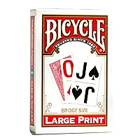 Large Print Playing Cards, Bridge Size Playing Cards, Large Print Playing Cards for Seniors, 1 Deck, Red & Blue, Color May Vary