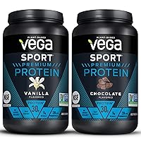 Sport Premium Protein Powder Bundle, Chocolate + Vanilla, Plant Based Protein Powder Post Workout - Certified Vegan, Vegetarian, Keto-Friendly, Gluten Free, Dairy Free, BCAA Amino Acids