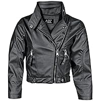PU Leather Jacket Waterproof Zip Up Coat For Girls Age 5-13 Years