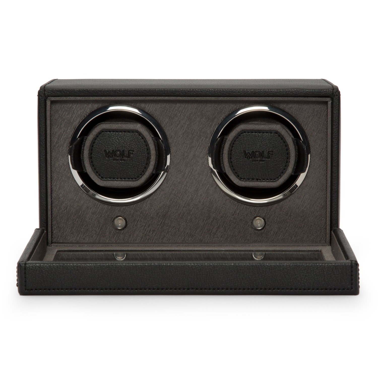 WOLF Unisex 461203 Wolf Cub Double Black Analog Display Watch Winder with Cover, 6x5x5.75