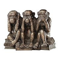 Design Toscano The Hear-No, See-No, Speak-No Evil Monkeys Statue, Grande, Faux Bronze Finish