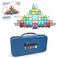 PicassoTiles 100 PC Magnetic Mini Tiles + Carry Case: STEAM Educational Playset for Kids Includes Travel Storage Organizer - Fun Learning, Construction, Engineering, and Sensory Development Gift Idea