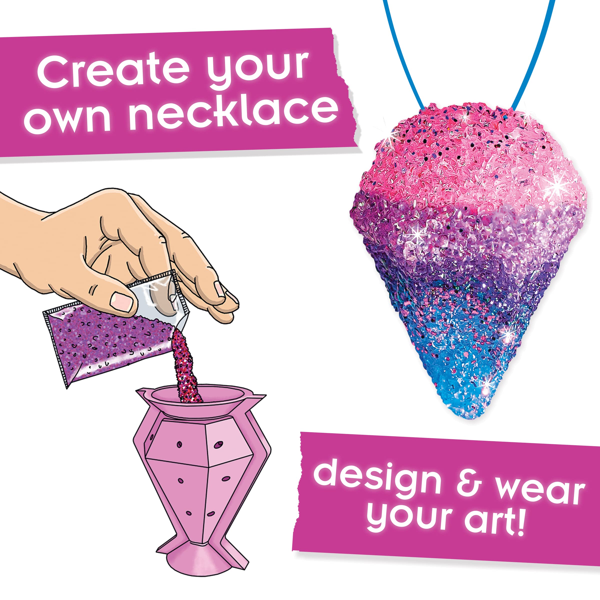 Thames & Kosmos Make Your Own Glitter Diamond Necklaces STEM Experiment Kit | Make up to 9 Glitter Diamonds & Design & Wear Your Art! | DIY Activity, Explore Science of Crystals & Diamonds