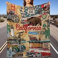 Route 66 Los Angeles Throw Blanket Gift for Girls Women Flannel Fleece Fuzzy Blankets Soft Warm Cozy for Bed Sofa Living Room 60